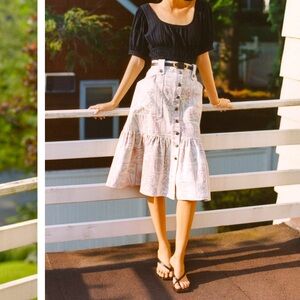Anthropologie x Magali Pascal Flounce Midi Skirt Size small